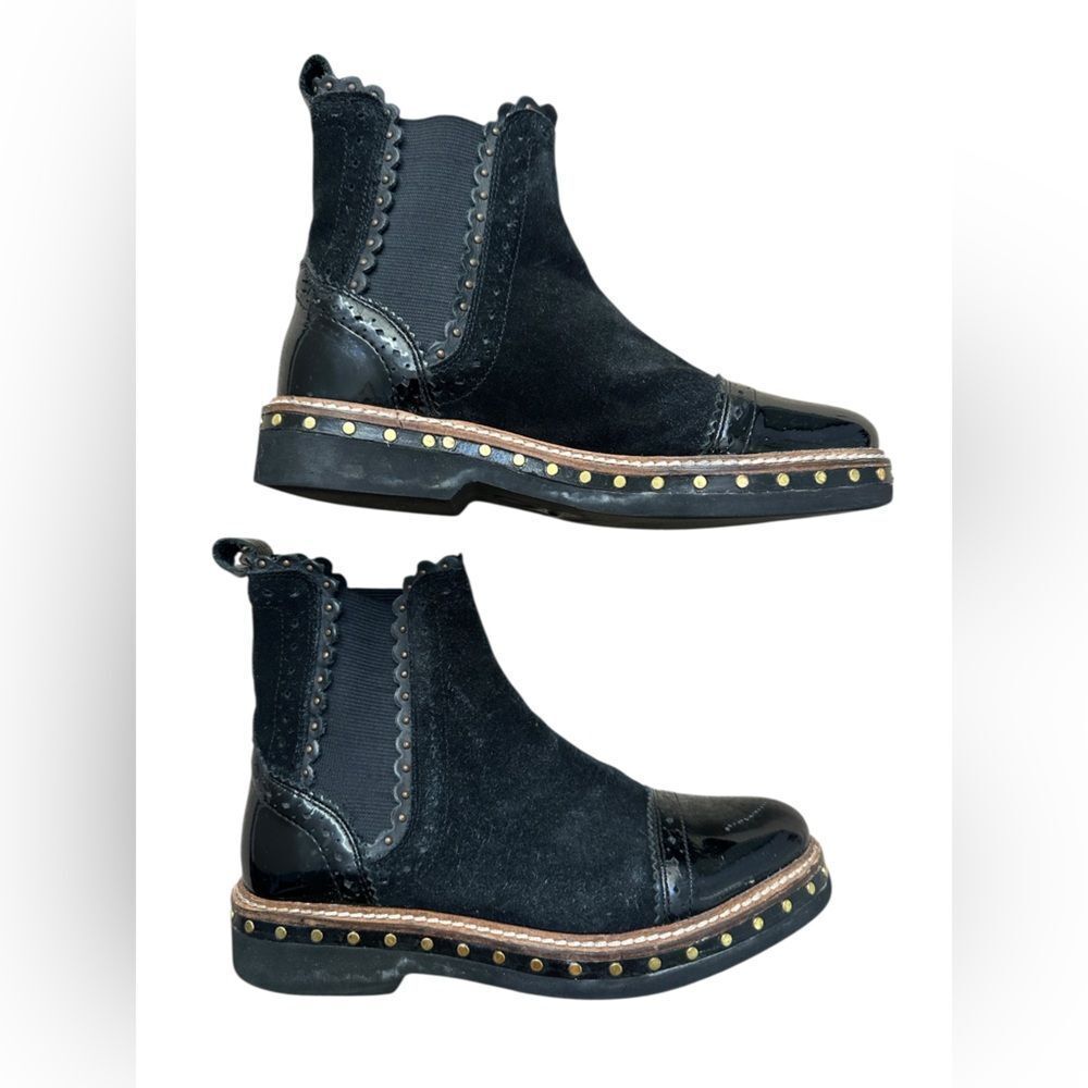Free People Atlas Black Chelsea Boot Suede Leather Studded Size 36 - Picture 3 of 13